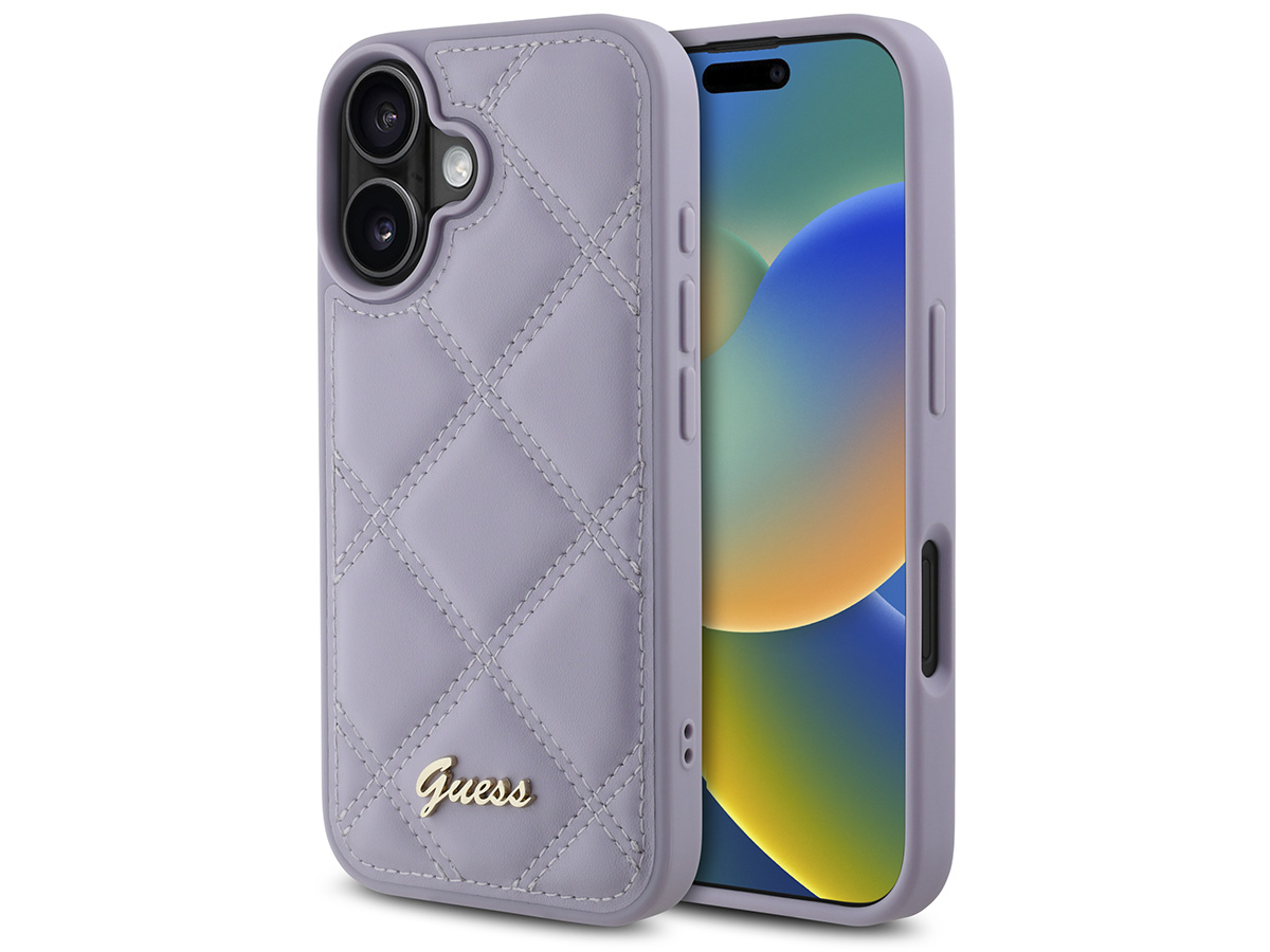 Guess Diamond Quilted Puffer Case Lila Paars - iPhone 16 hoesje