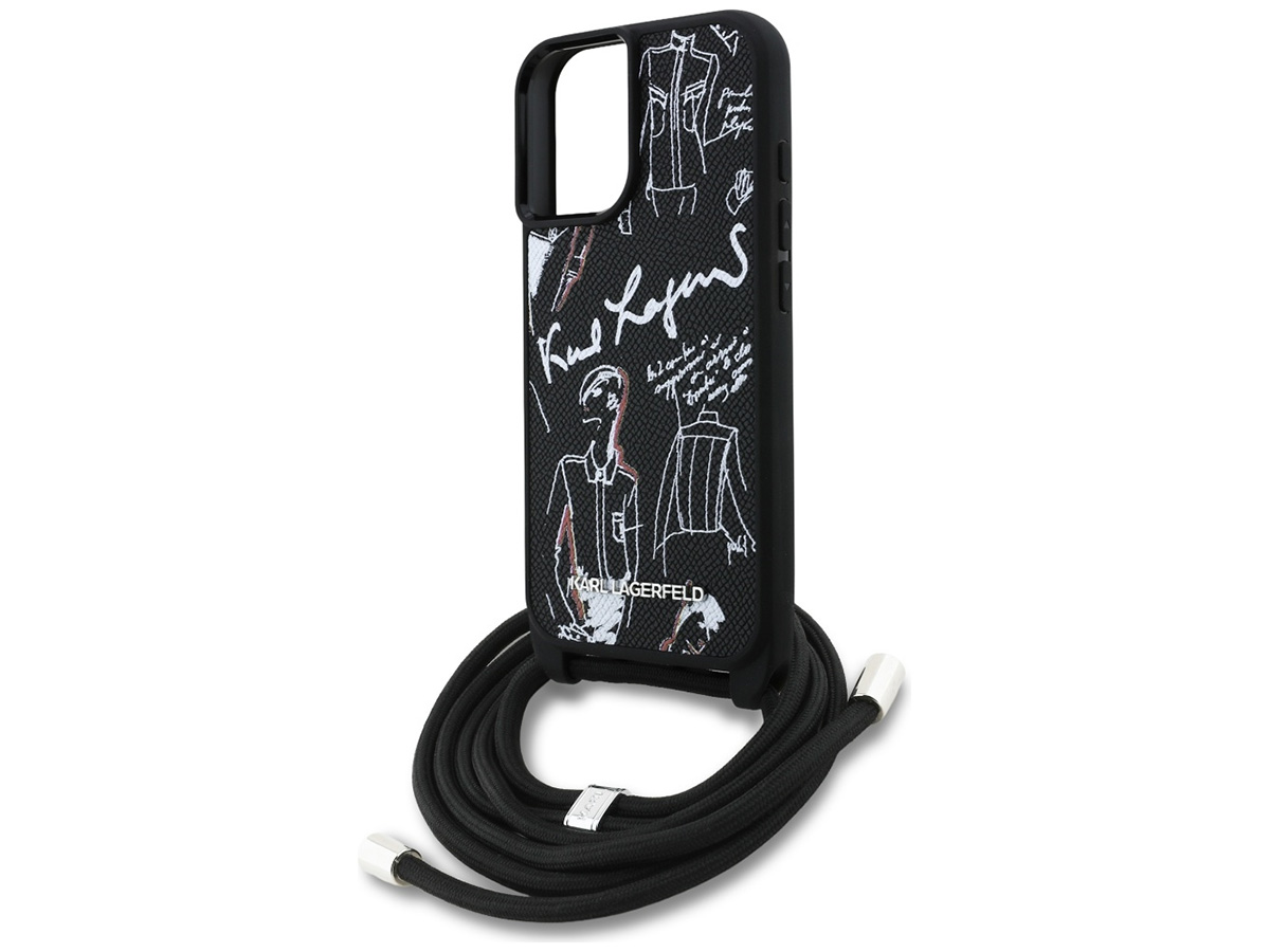 Karl Lagerfeld Crossbody Sketches Case - iPhone 16 Hoesje met Koord
