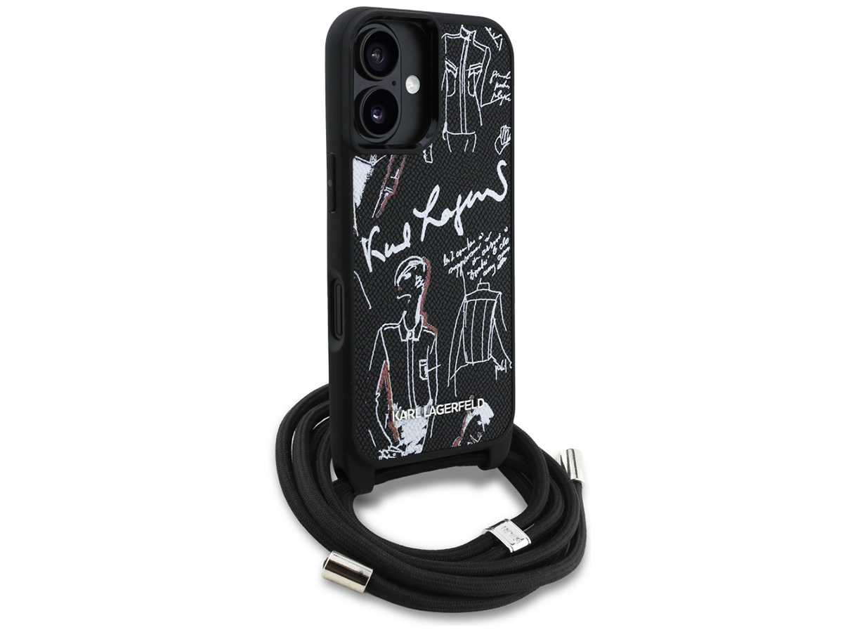 Karl Lagerfeld Crossbody Sketches Case - iPhone 16 Hoesje met Koord