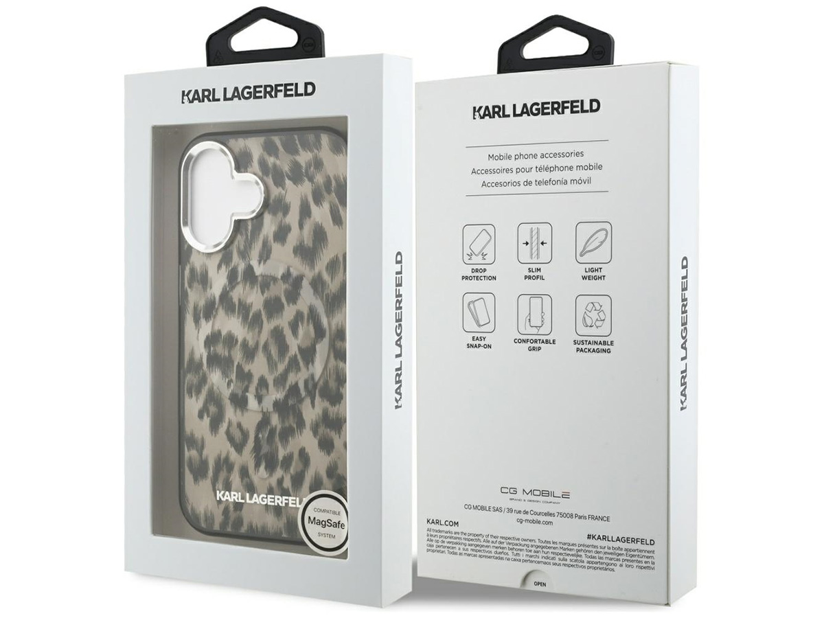 Karl Lagerfeld Leopard MagSafe Case - iPhone 16 hoesje