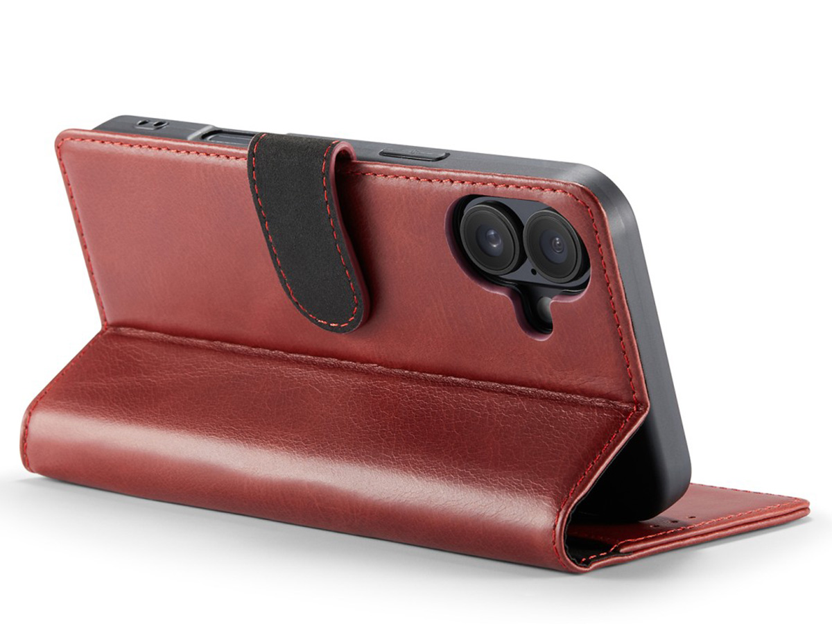 CaseMania Classic Leather Case Rood - iPhone 16 Plus hoesje
