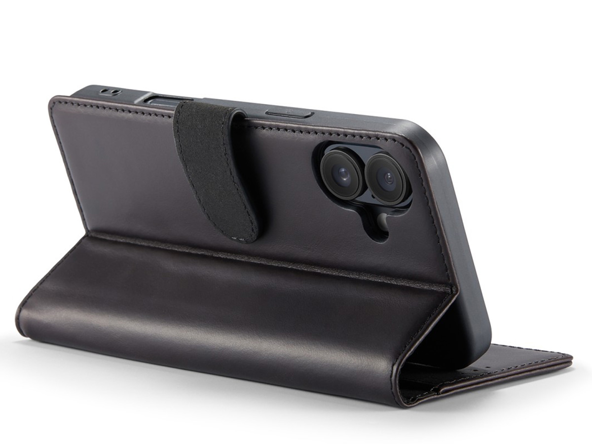 CaseMania Classic Leather Case Zwart - iPhone 16 Plus hoesje