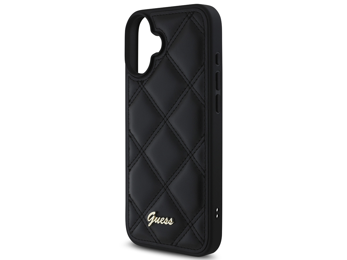Guess Diamond Quilted Puffer Case Zwart - iPhone 16 Plus hoesje