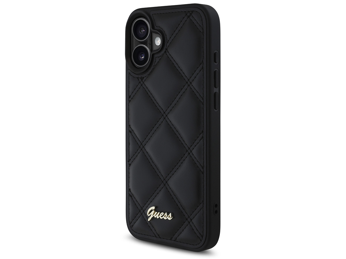 Guess Diamond Quilted Puffer Case Zwart - iPhone 16 Plus hoesje