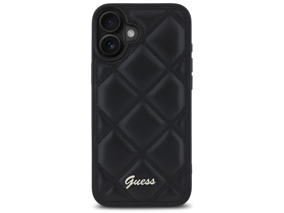 Guess Diamond Quilted Puffer Case Zwart - iPhone 16 Plus hoesje