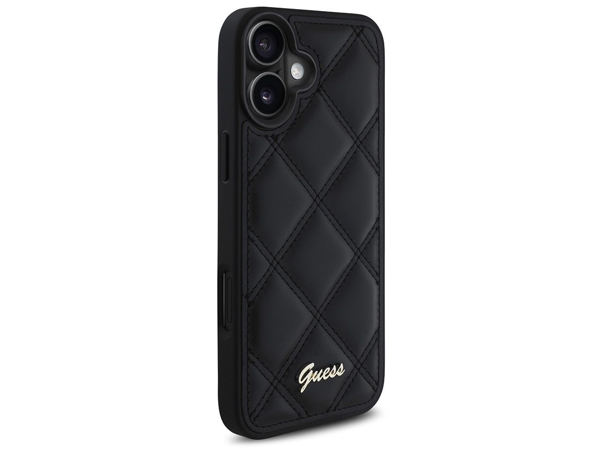 Guess Diamond Quilted Puffer Case Zwart - iPhone 16 Plus hoesje