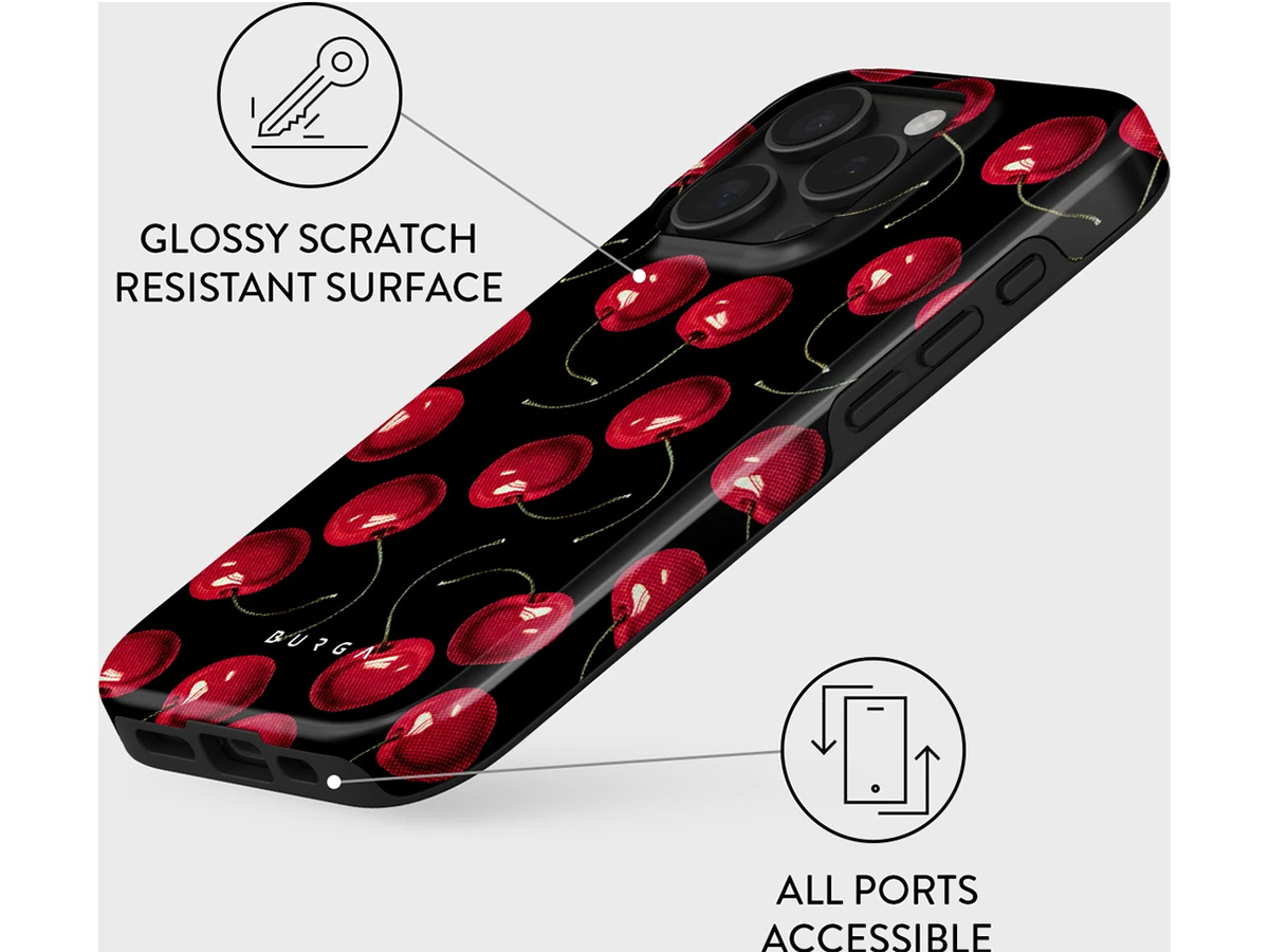 Burga Tough Case Cherrybomb - Rugged Fashionable iPhone 16 Pro Hoesje