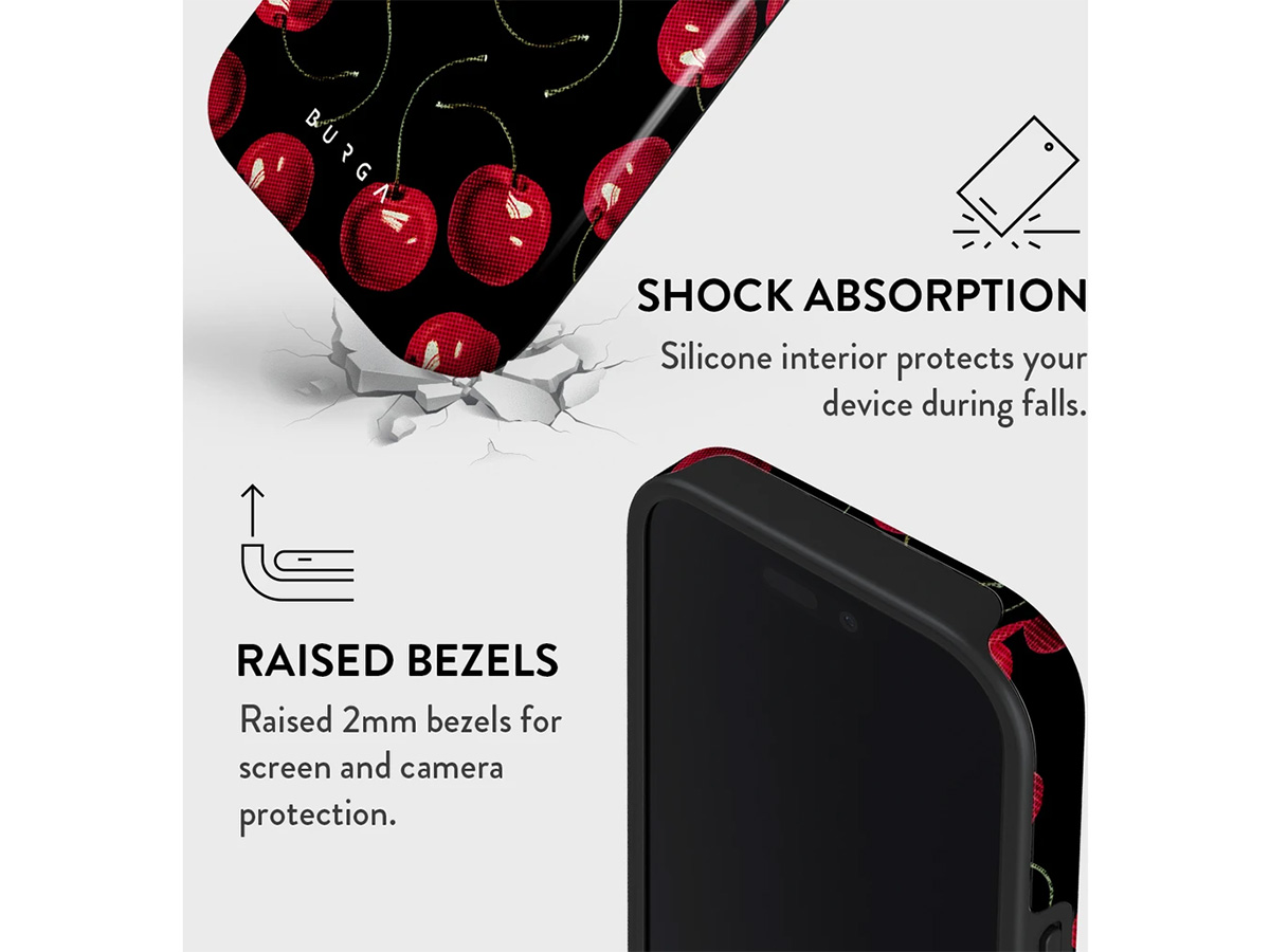 Burga Tough Case Cherrybomb - Rugged Fashionable iPhone 16 Pro Hoesje