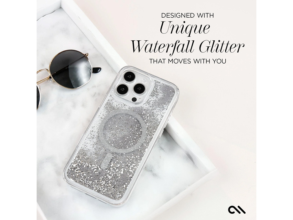 Case-Mate Waterfall Silver MagSafe Case - iPhone 16 Pro hoesje