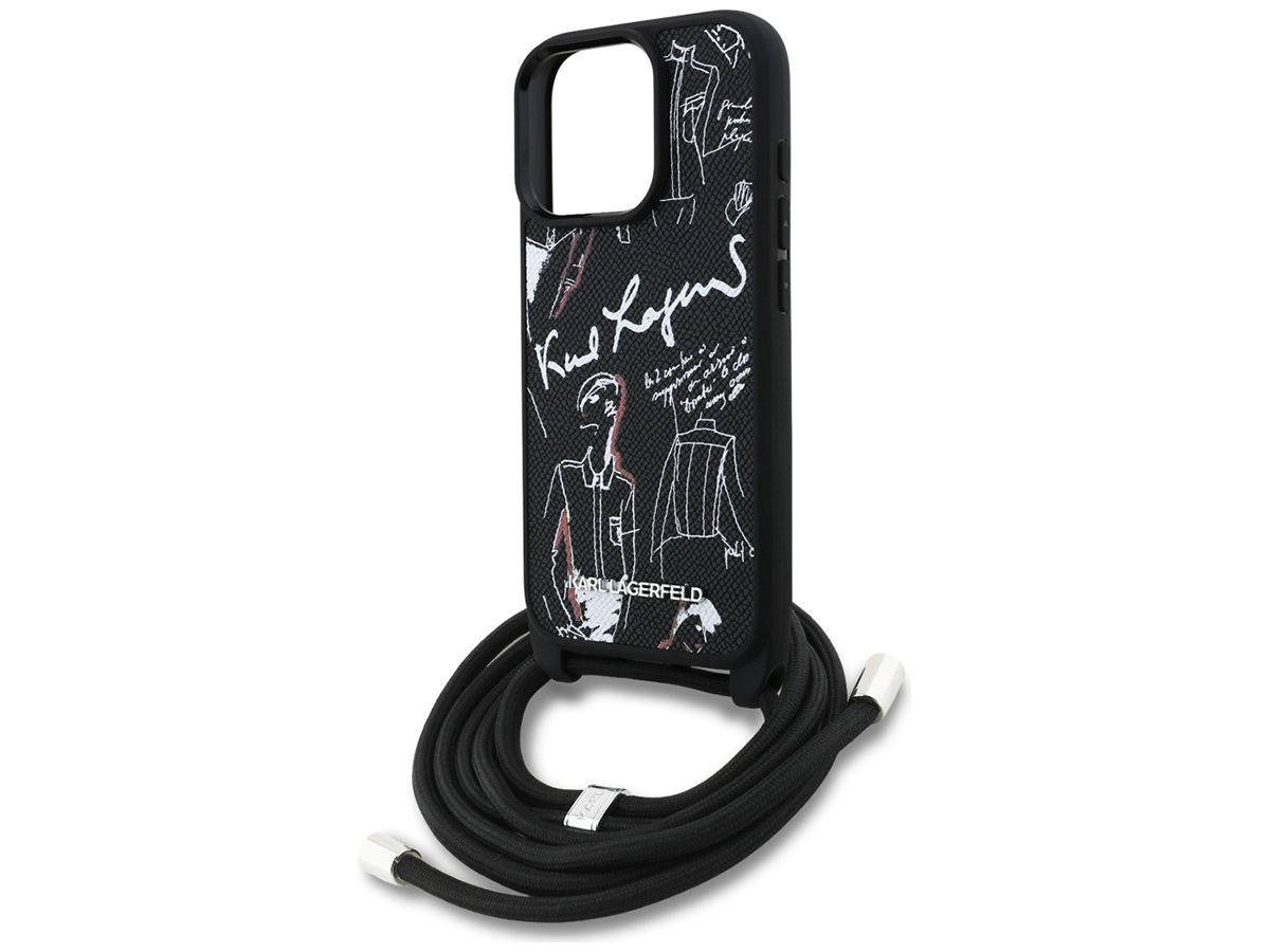 Karl Lagerfeld Crossbody Sketches Case - iPhone 16 Pro Hoesje met Koord