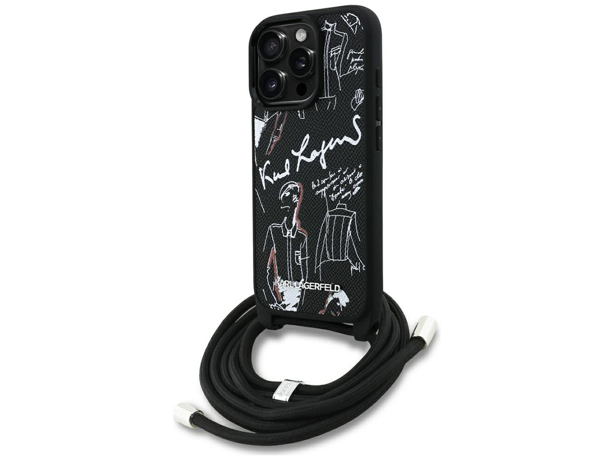Karl Lagerfeld Crossbody Sketches Case - iPhone 16 Pro Hoesje met Koord