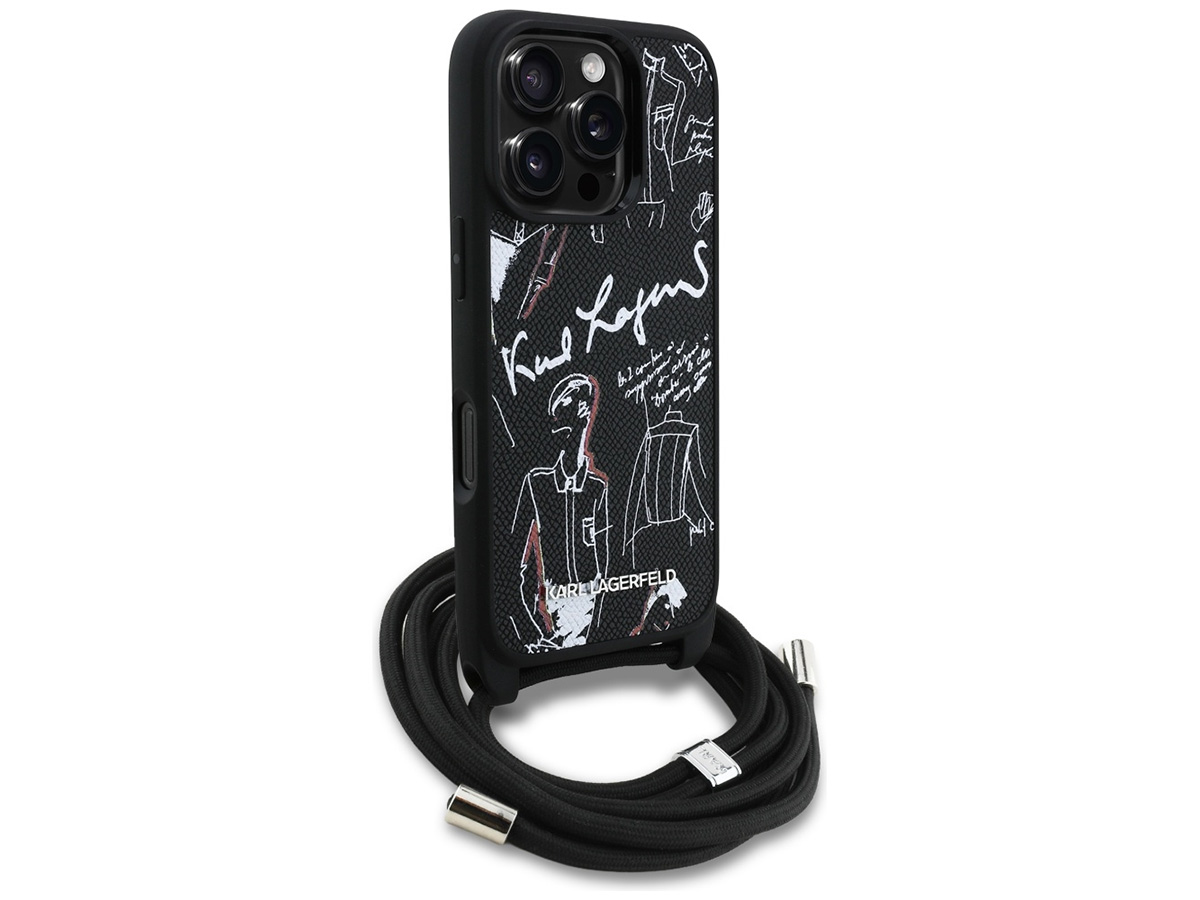 Karl Lagerfeld Crossbody Sketches Case - iPhone 16 Pro Hoesje met Koord