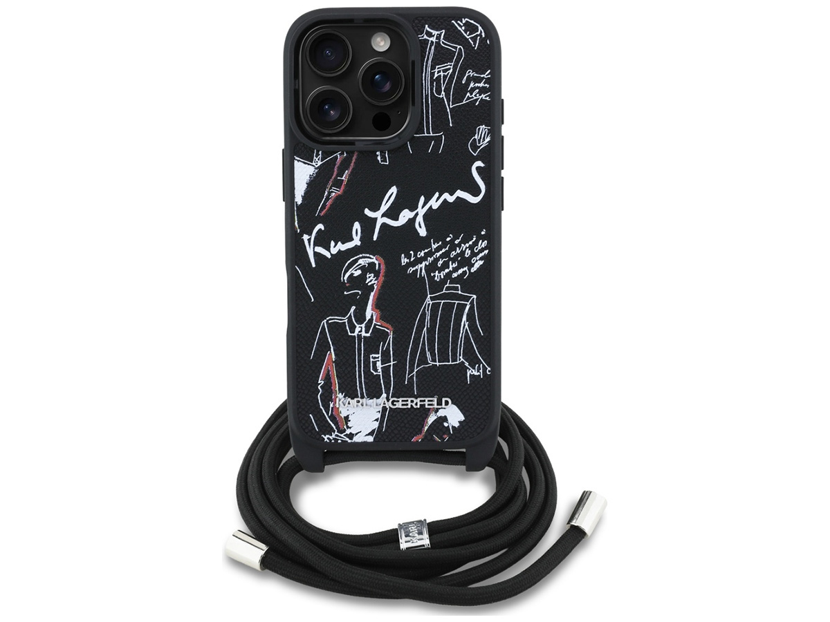 Karl Lagerfeld Crossbody Sketches Case - iPhone 16 Pro Hoesje met Koord