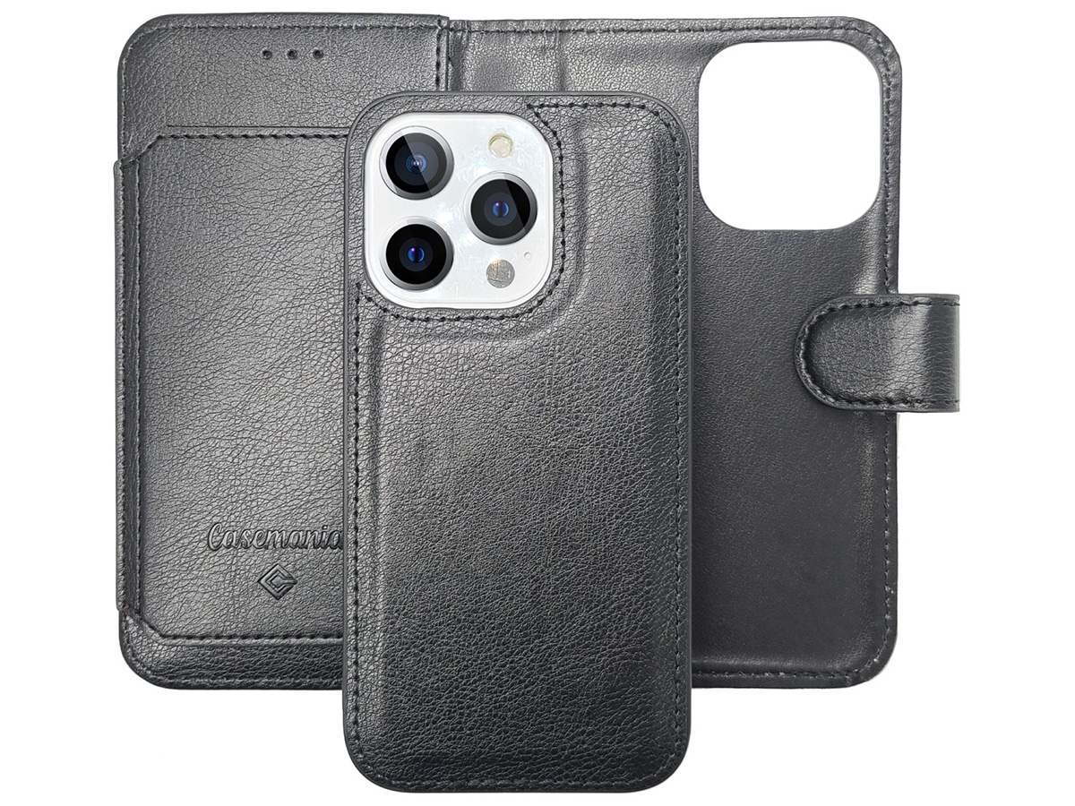 CaseMania 2in1 Magnetic XL Bookcase Zwart - iPhone 16 Pro Max Hoesje