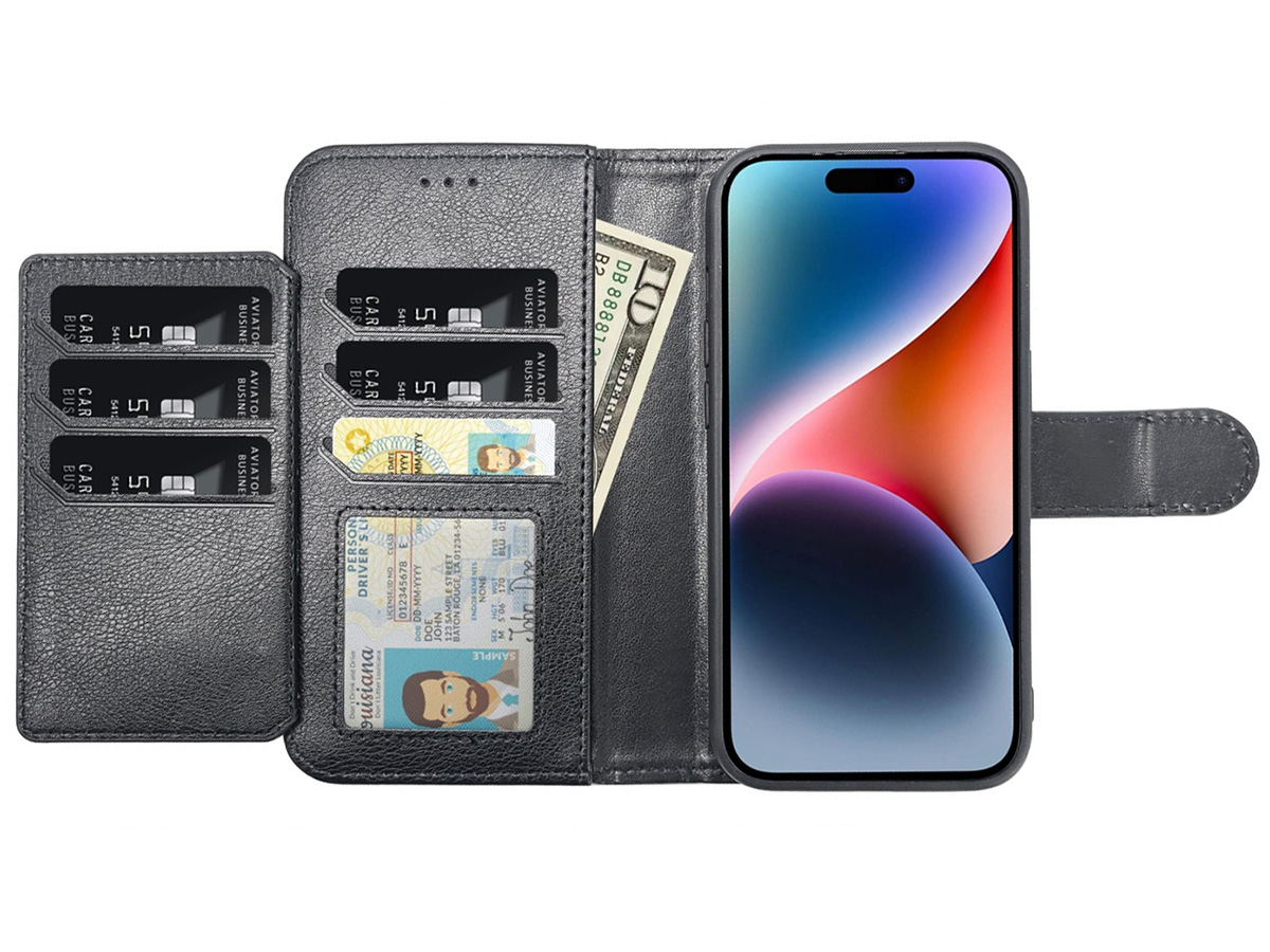CaseMania 2in1 Magnetic XL Bookcase Zwart - iPhone 16 Pro Max Hoesje