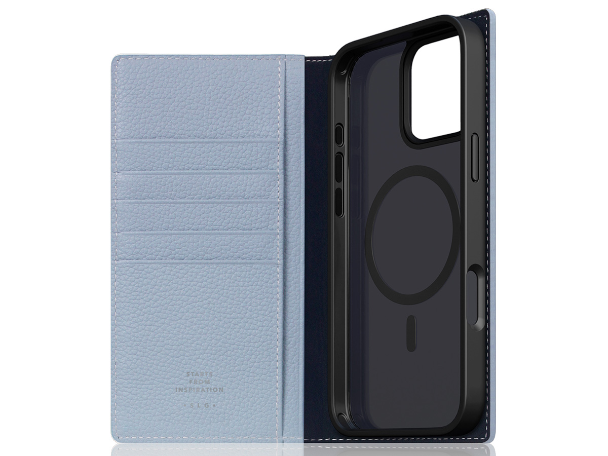 SLG Design D8 2in1 Leather Folio Powder Blue - iPhone 16 Pro Max hoesje