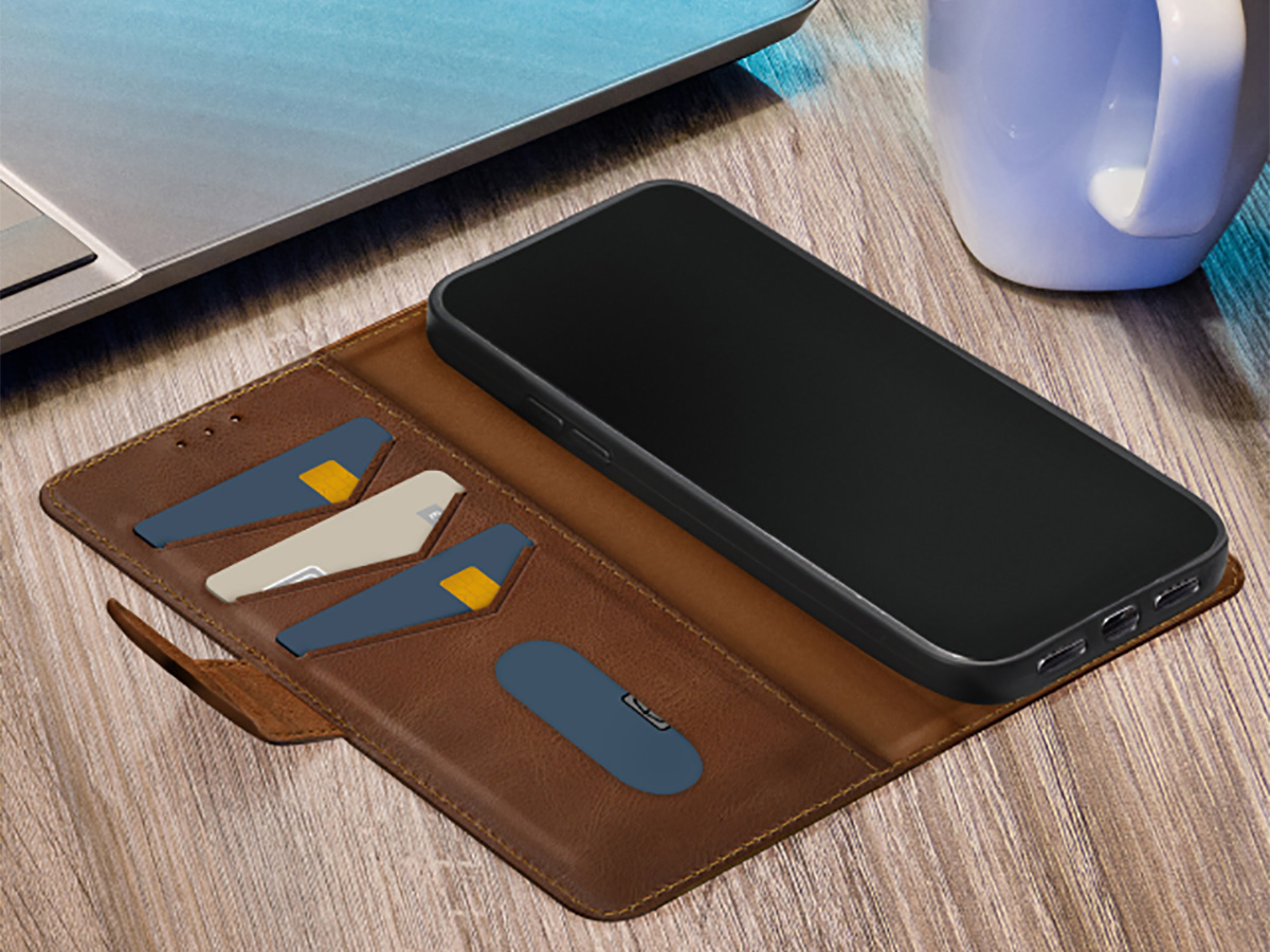 Mobilize Leather Wallet Bruin - iPhone 16e Hoesje Leer