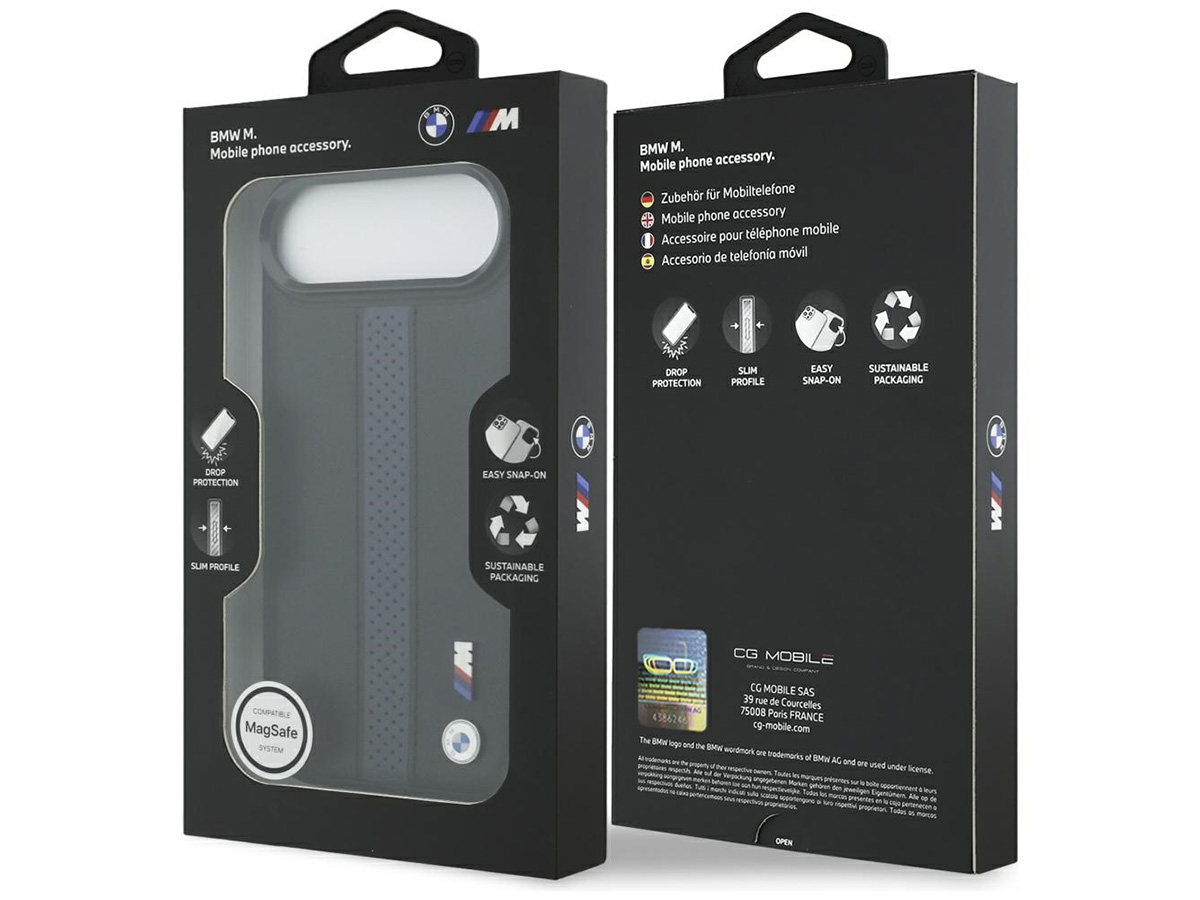 BMW M iPhone 17 Air hoesje - Perforated PU Case met MagSafe Zwart