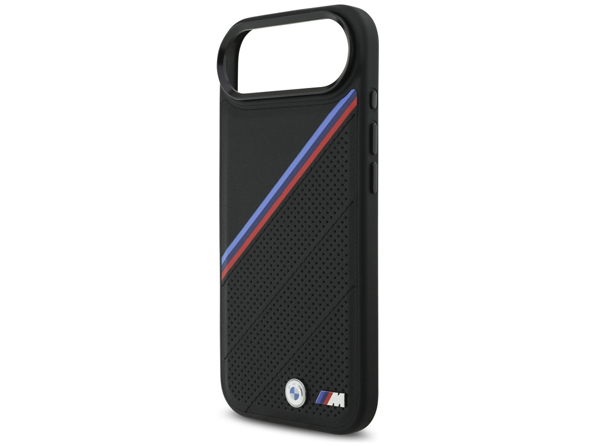 BMW M Tricolor iPhone 17 Air hoesje - Perforated Leather Case met MagSafe