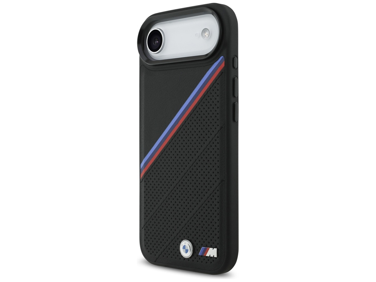BMW M Tricolor iPhone 17 Air hoesje - Perforated Leather Case met MagSafe