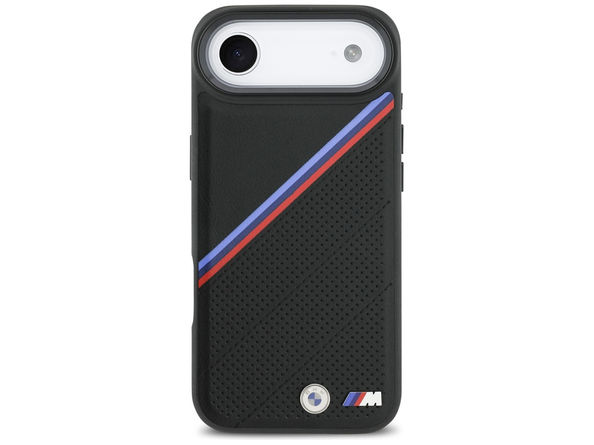 BMW M Tricolor iPhone 17 Air hoesje - Perforated Leather Case met MagSafe
