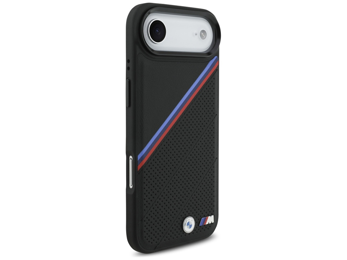 BMW M Tricolor iPhone 17 Air hoesje - Perforated Leather Case met MagSafe