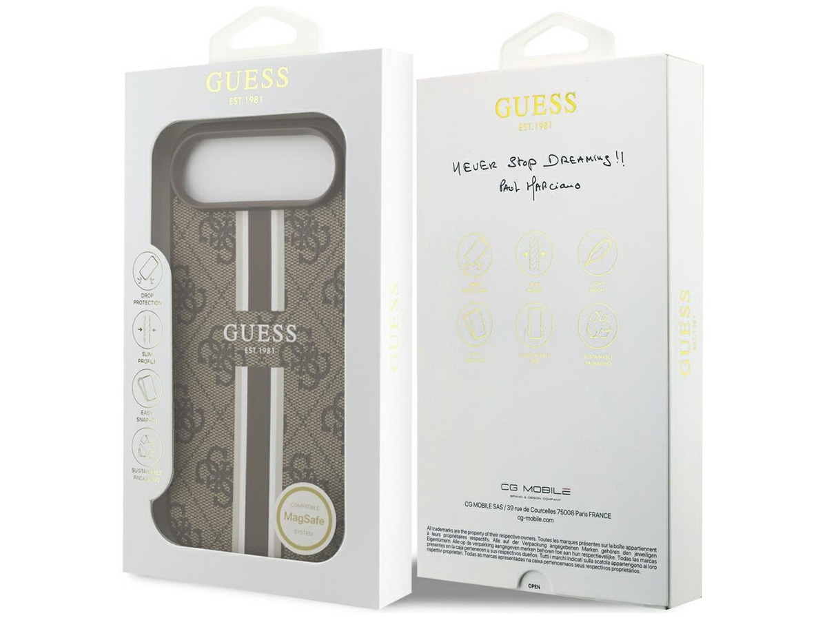 Guess Varsity Monogram MagSafe Case Bruin - iPhone 17 Air hoesje