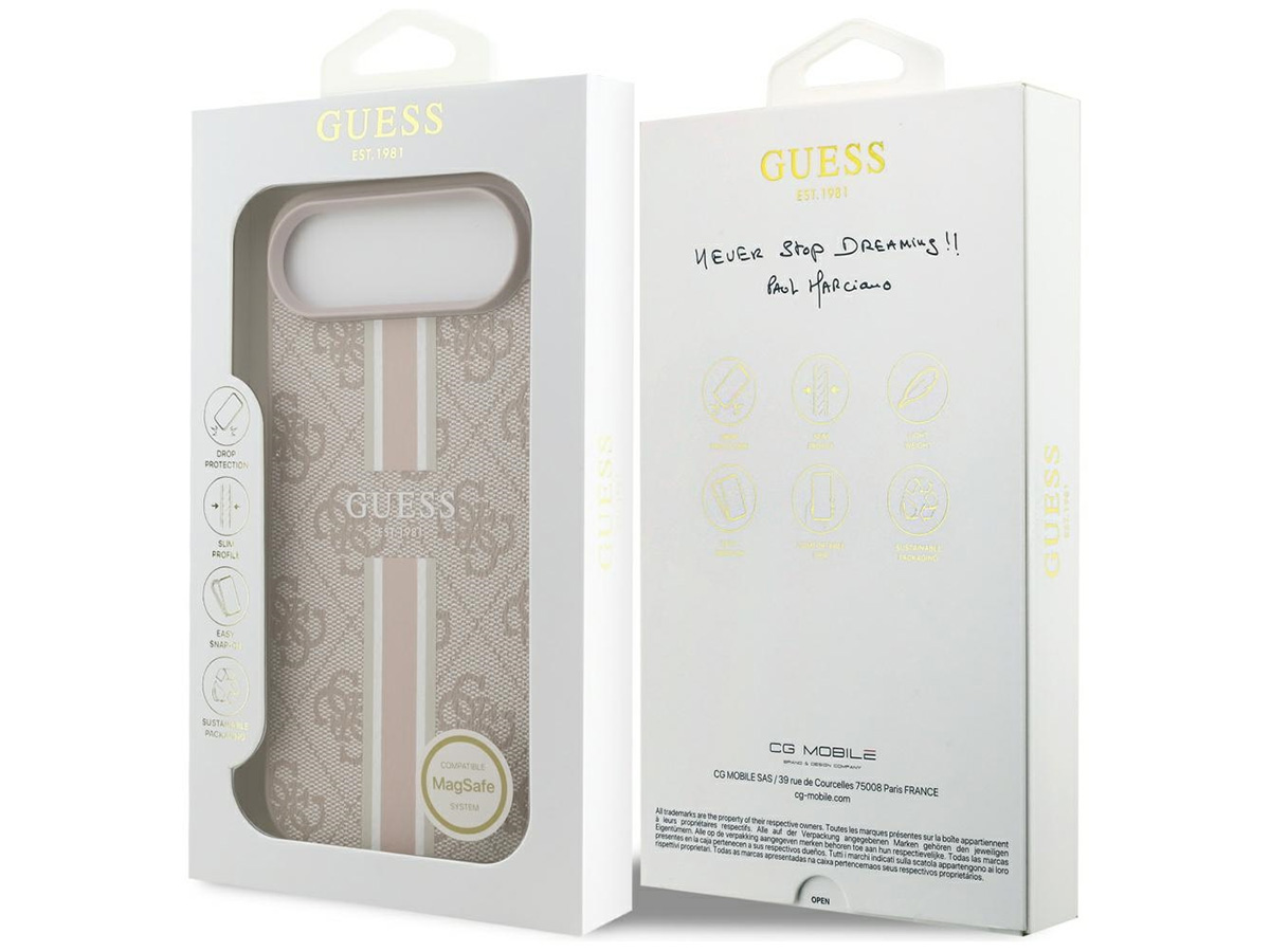 Guess Varsity Monogram MagSafe Case Roze - iPhone 17 Air hoesje