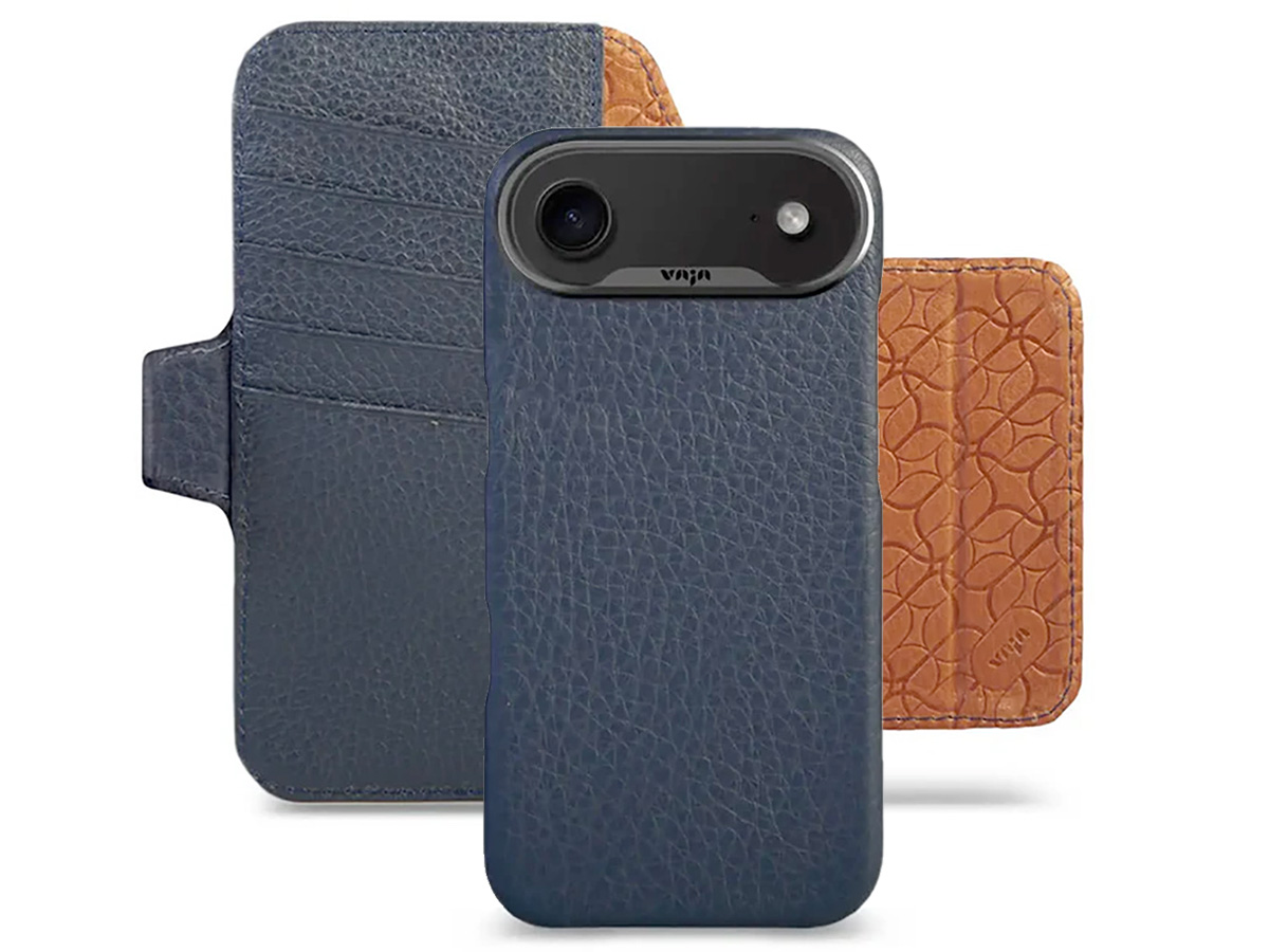 Vaja 2in1 V-Mag Leather Wallet Case MagSafe Donkerblauw - iPhone 17 Air Hoesje Leer