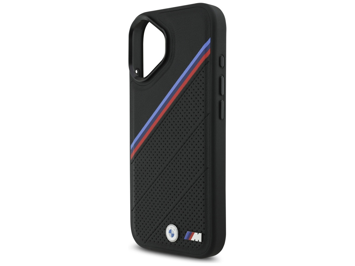 BMW M Tricolor iPhone 17 hoesje - Perforated Leather Case met MagSafe