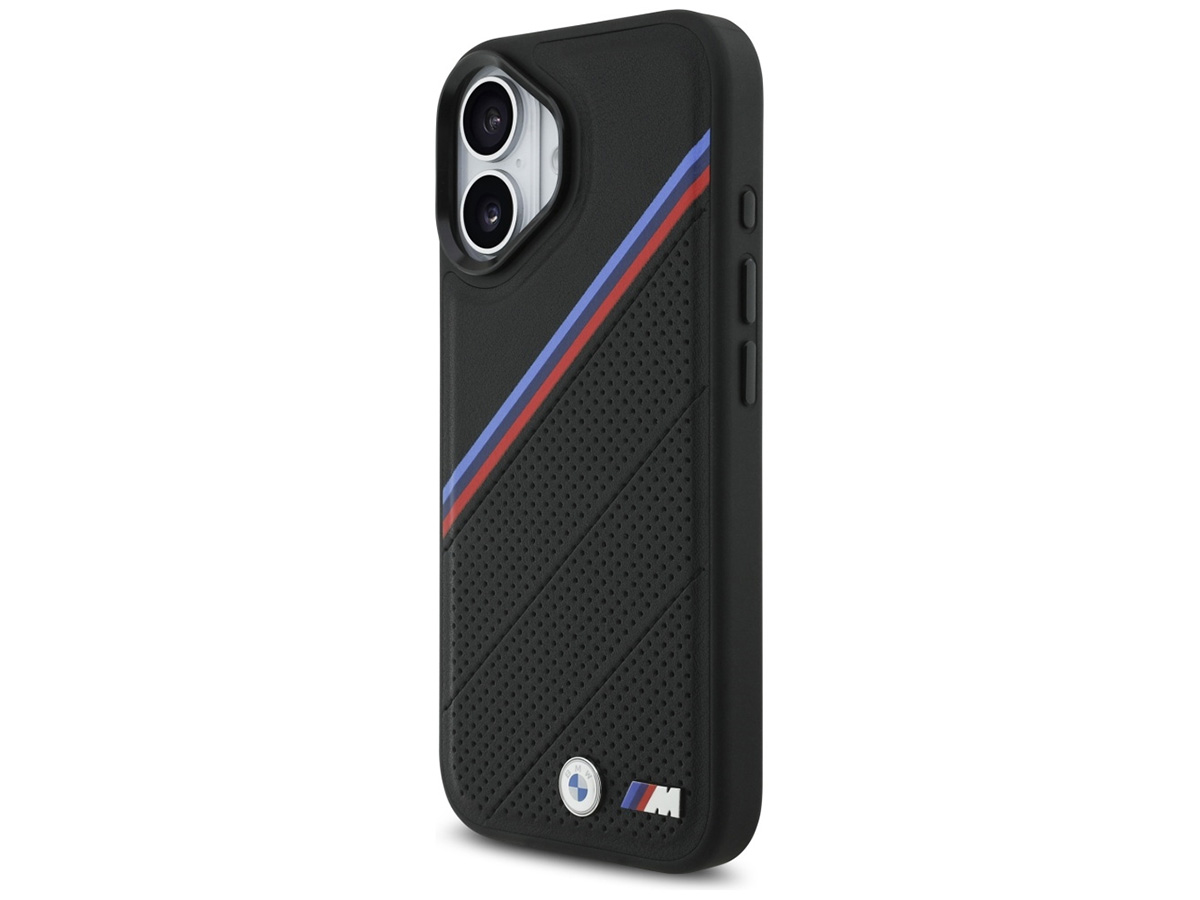 BMW M Tricolor iPhone 17 hoesje - Perforated Leather Case met MagSafe