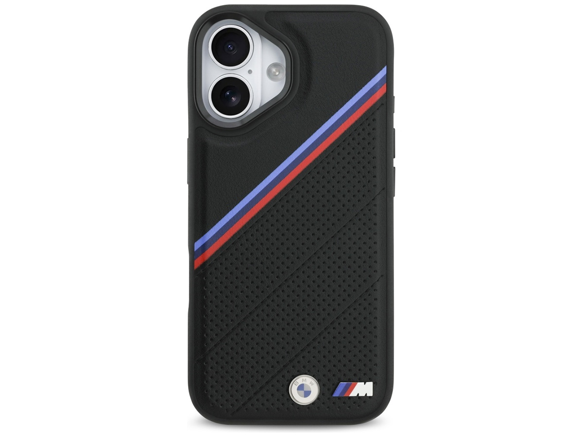 BMW M Tricolor iPhone 17 hoesje - Perforated Leather Case met MagSafe