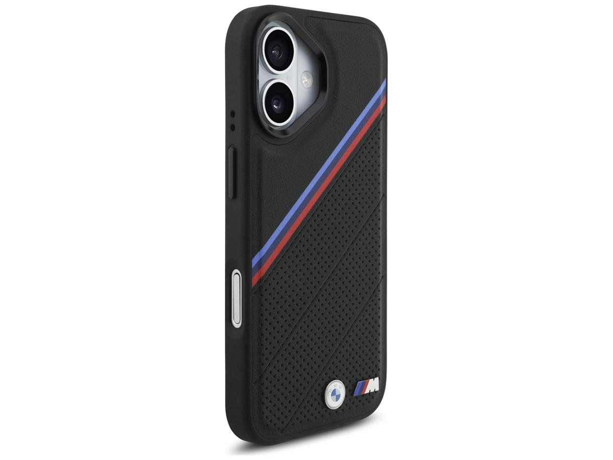 BMW M Tricolor iPhone 17 hoesje - Perforated Leather Case met MagSafe