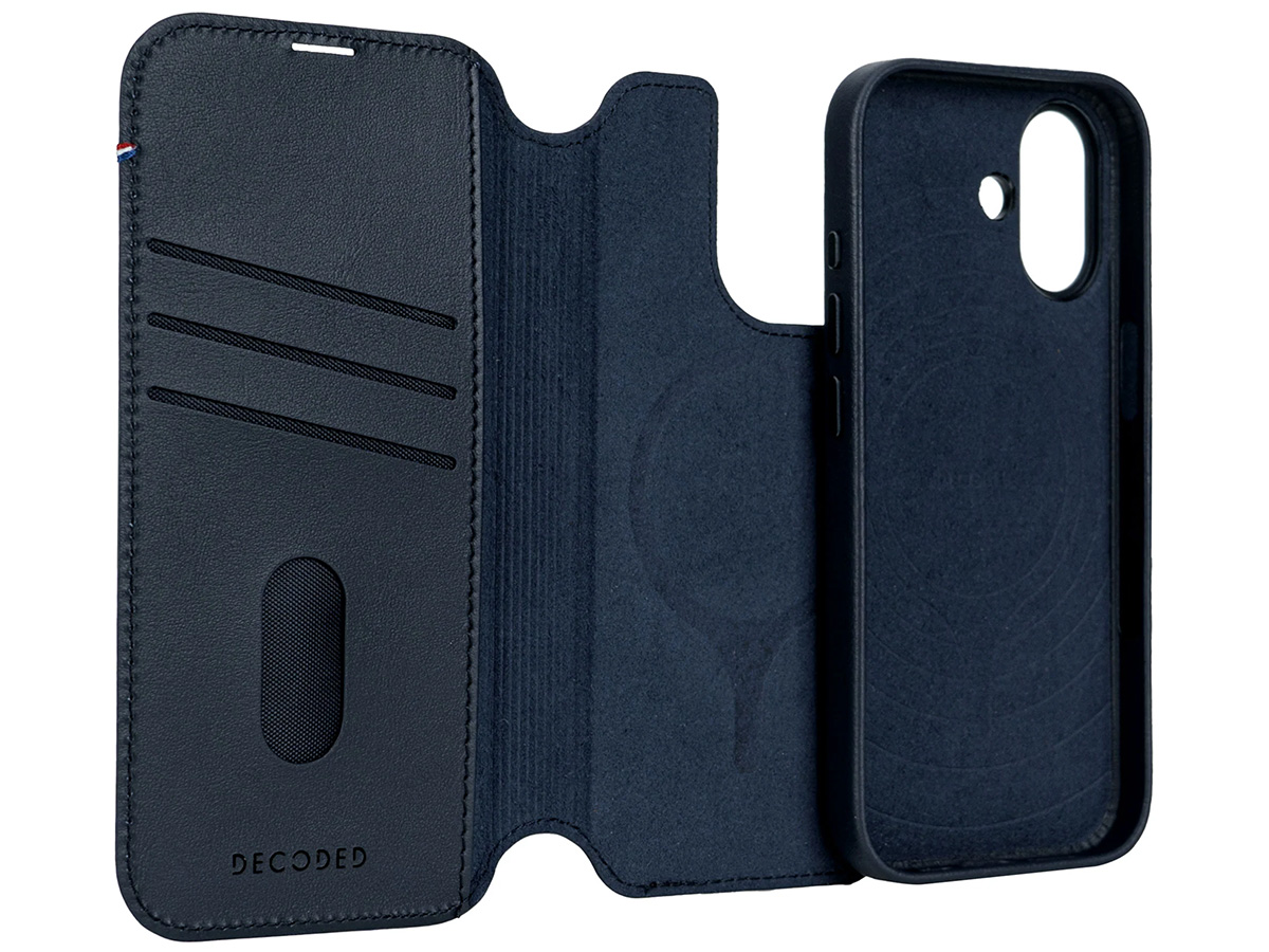Decoded Leather Detachable Wallet Case Blauw - iPhone 17 hoesje
