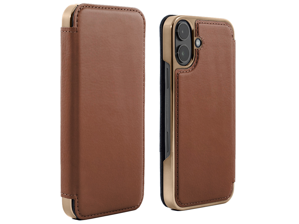 Greenwich Blake Leather Folio Saddle Tan - iPhone 17 Hoesje