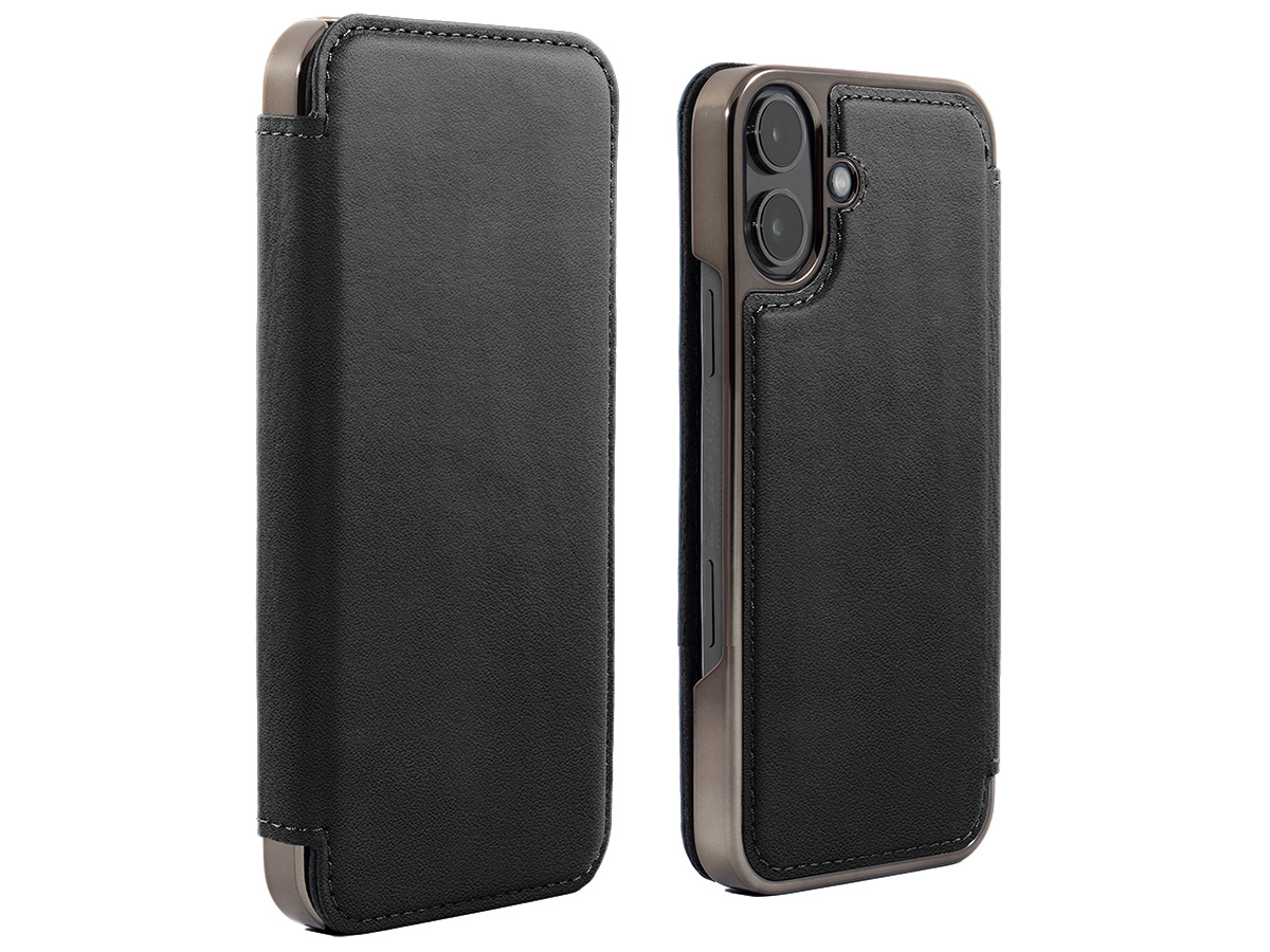 Greenwich Blake Leather Folio Beluga Black - iPhone 17 Hoesje