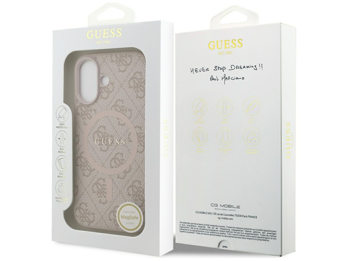 Guess Monogram iPhone 17 hoesje - MagSafe Case Roze