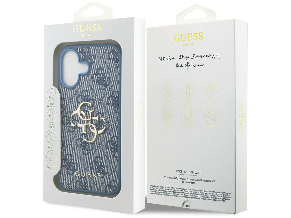 Guess Big 4G Monogram MagSafe Case Blauw - iPhone 17 hoesje