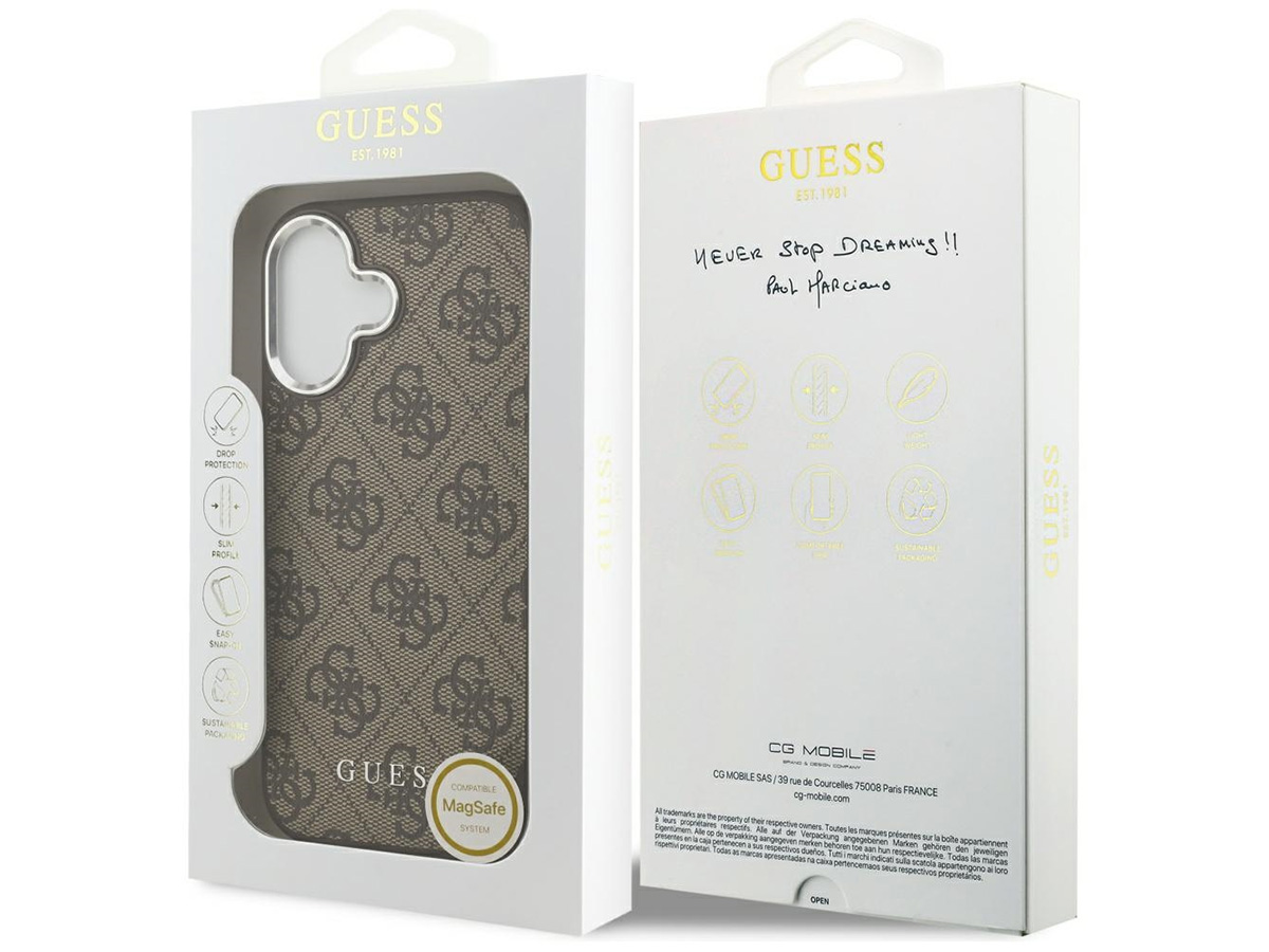 Guess Classic Monogram MagSafe Case Bruin - iPhone 17 hoesje