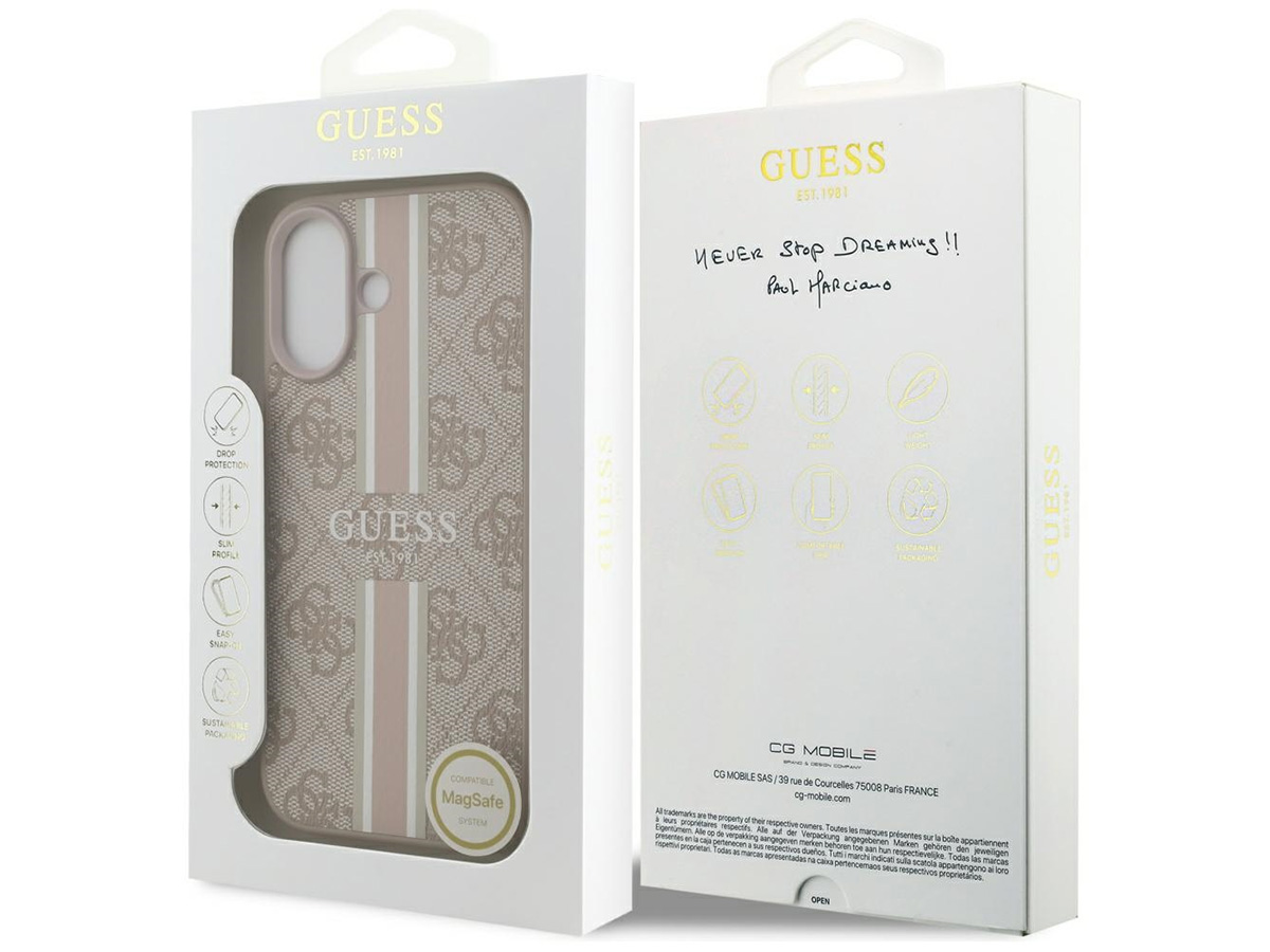 Guess Varsity Monogram MagSafe Case Roze - iPhone 17 hoesje