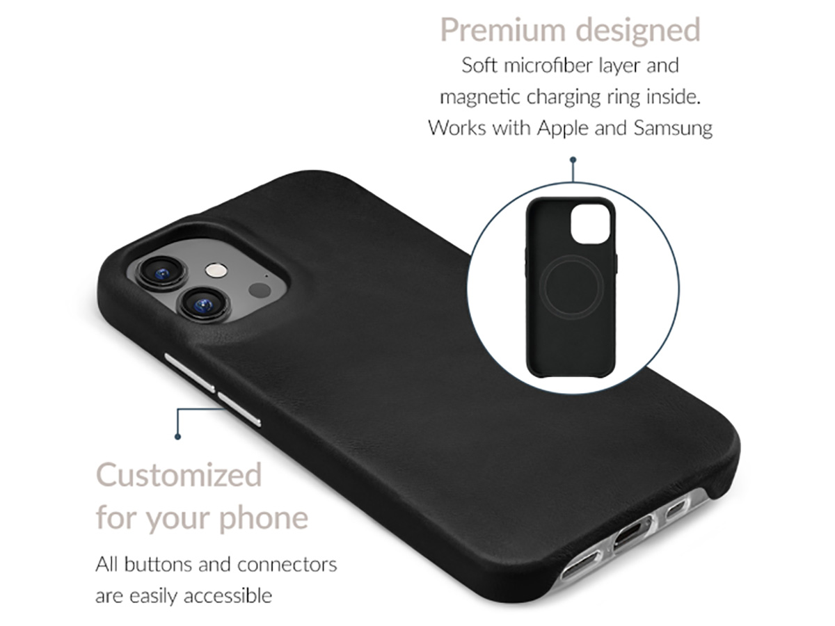 Mobilize MagSafe Leather Case Zwart - iPhone 17 hoesje