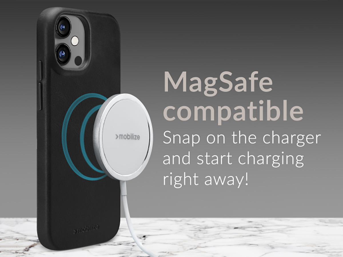 Mobilize MagSafe Leather Case Zwart - iPhone 17 hoesje