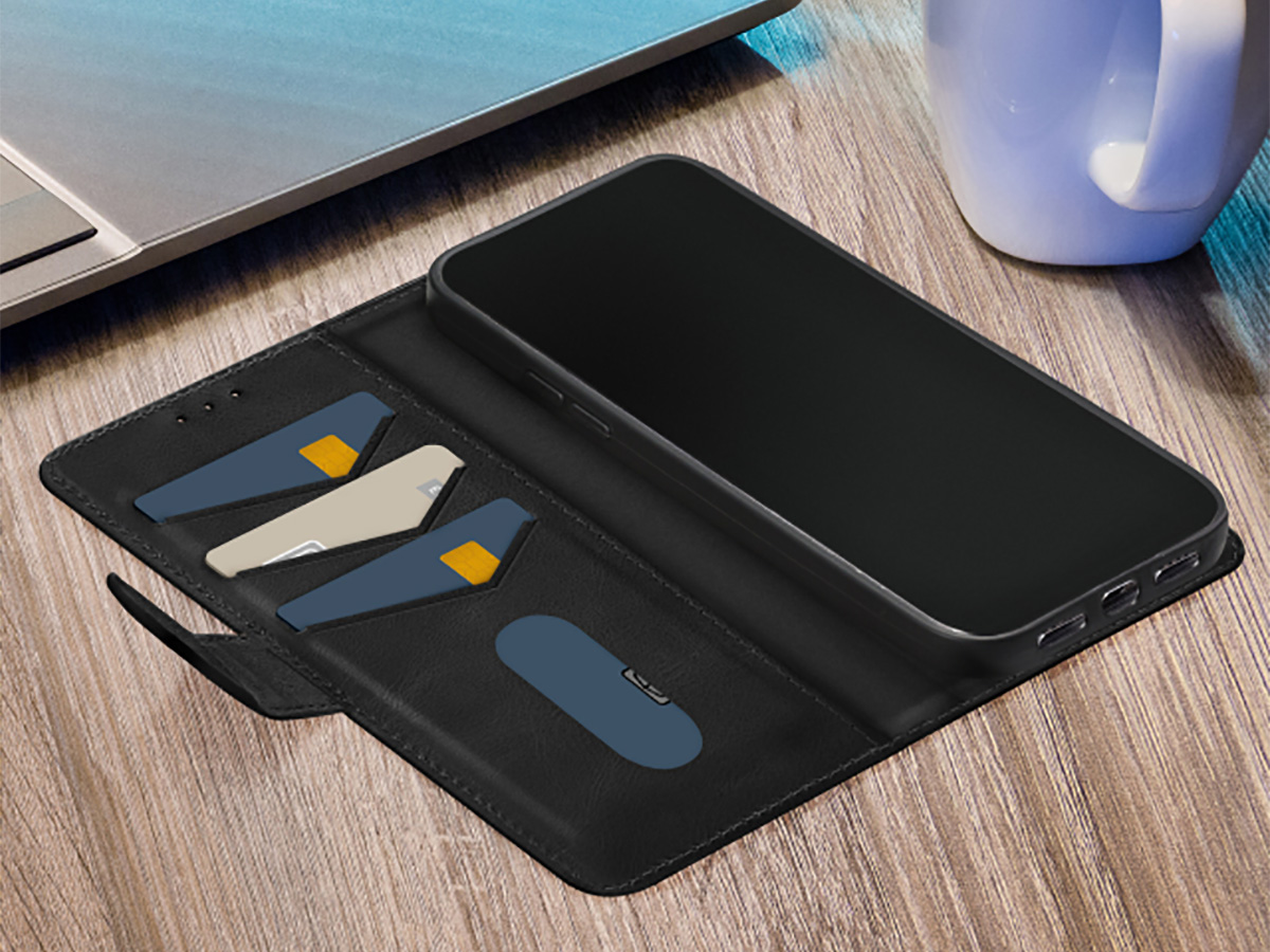 Mobilize Leather Wallet Zwart - iPhone 17 Hoesje Leer