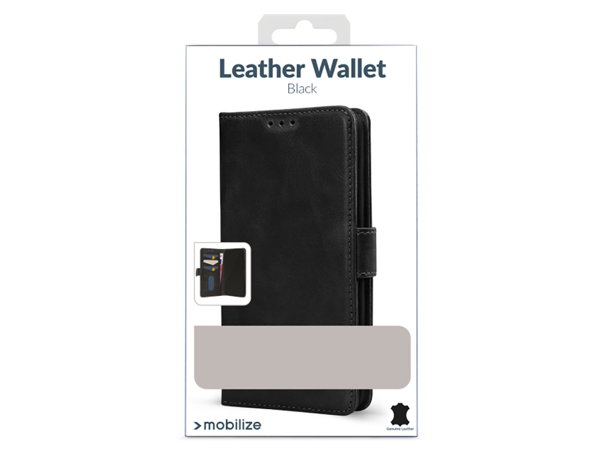Mobilize Leather Wallet Zwart - iPhone 17 Hoesje Leer