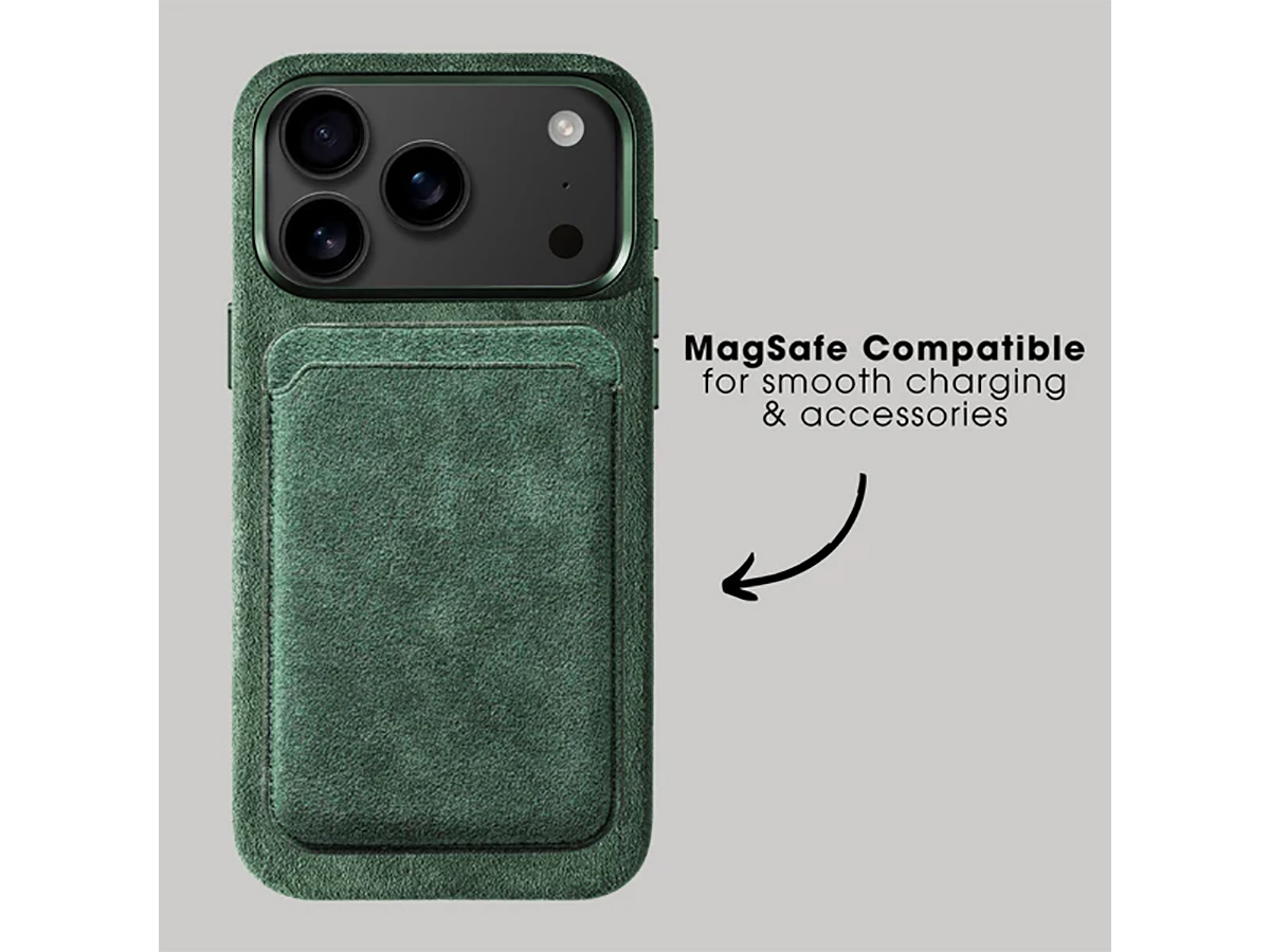 Alcanside Alcantara iPhone 17 Pro hoesje MagSafe Case - Midnight Green