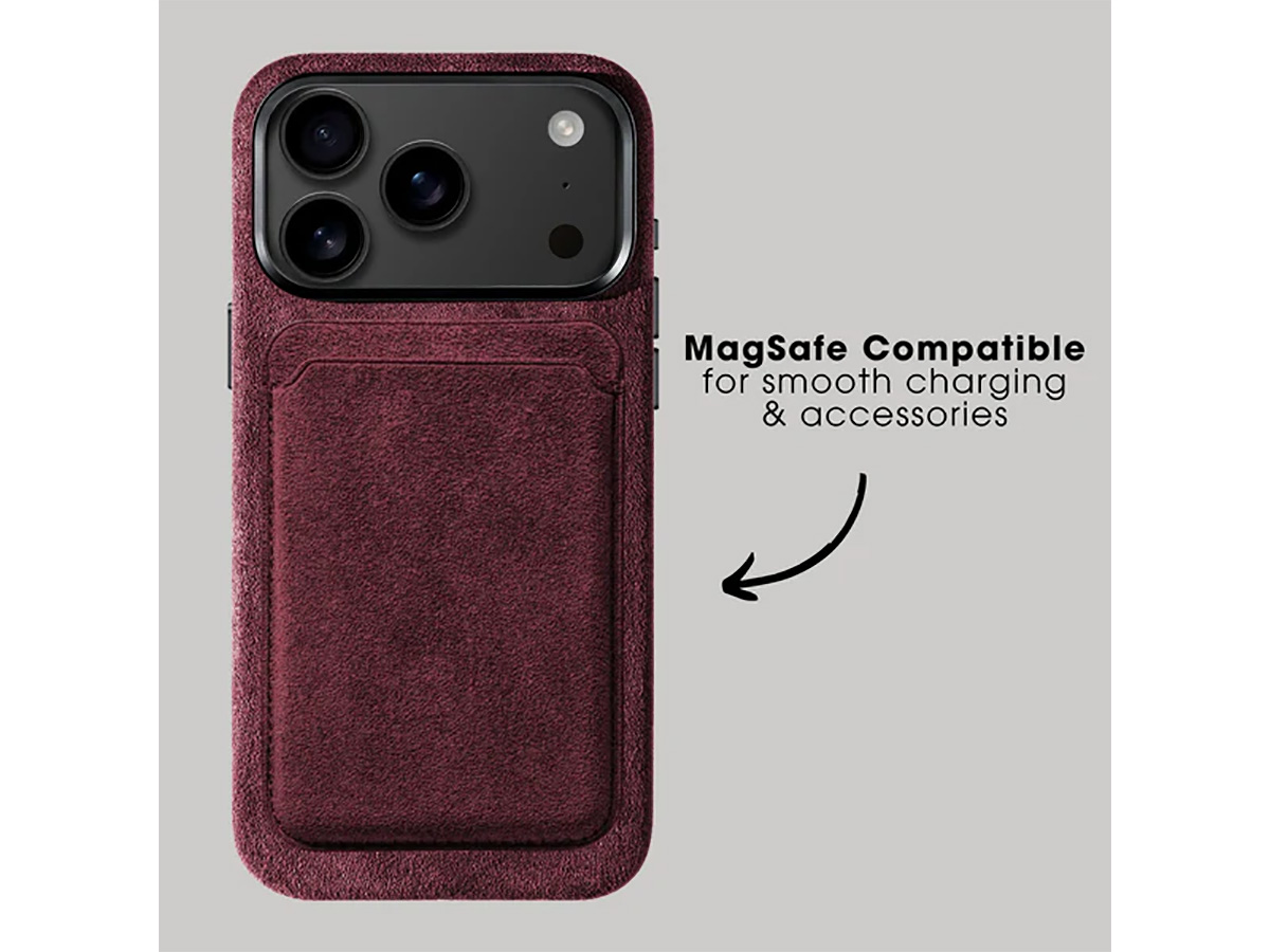 Alcanside Alcantara iPhone 17 Pro hoesje MagSafe Case - Wine Red