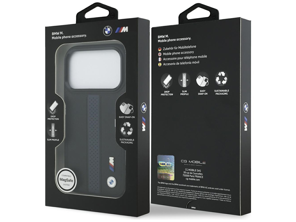 BMW M iPhone 17 Pro hoesje - Perforated PU Case met MagSafe Zwart