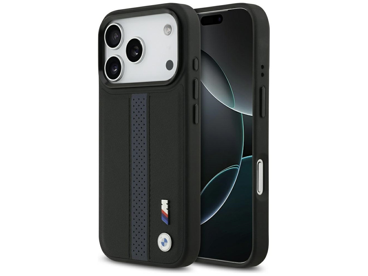 BMW M iPhone 17 Pro hoesje - Perforated PU Case met MagSafe Zwart