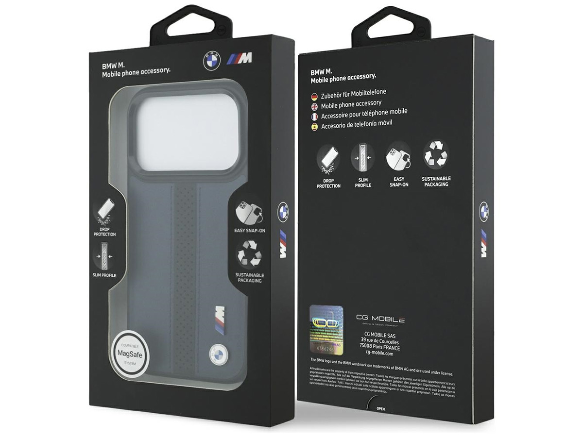 BMW M iPhone 17 Pro hoesje - Perforated PU Case met MagSafe Blauw