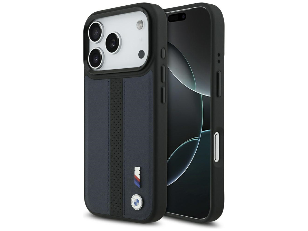 BMW M iPhone 17 Pro hoesje - Perforated PU Case met MagSafe Blauw